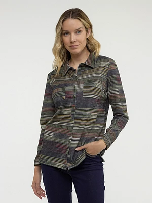 Blouse semi-ajustée à manches longues avec boutons