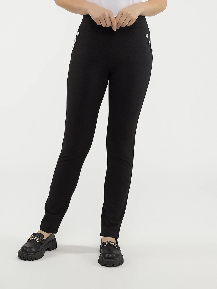 Straight semi-fitted pull-on pant