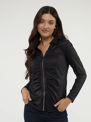 Blouse noire cintrée avec zip