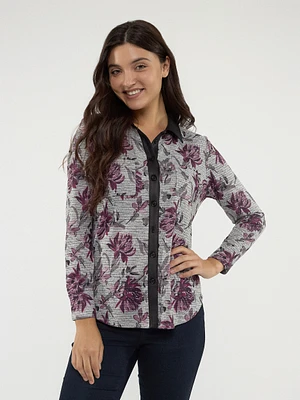 Blouse semi-ajustée à manches longues avec boutons