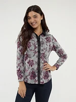 Blouse semi-ajustée à manches longues avec boutons