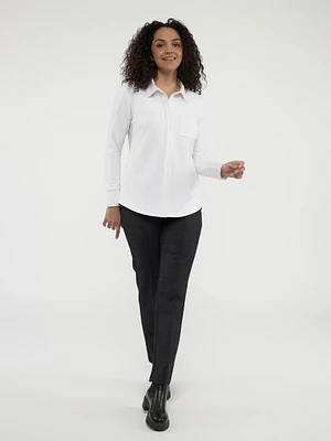 Blouse semi-ajustée à manches longues avec boutons