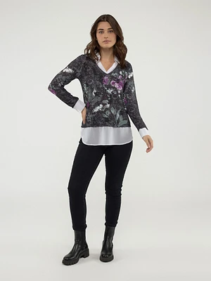 Long-sleeve semi-fitted t-shirt