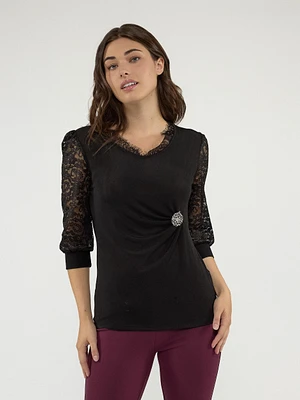 3/4-sleeve semi-fitted t-shirt