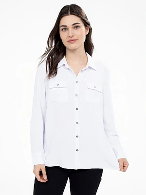 Blouse semi-ajustée à manches longues avec boutons
