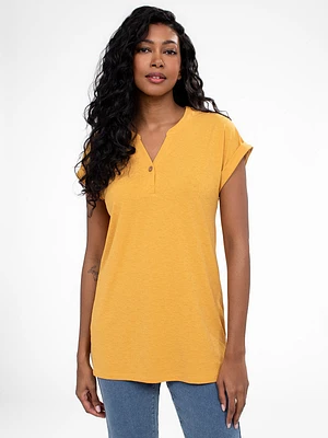 Short-sleeve semi-fitted tunic