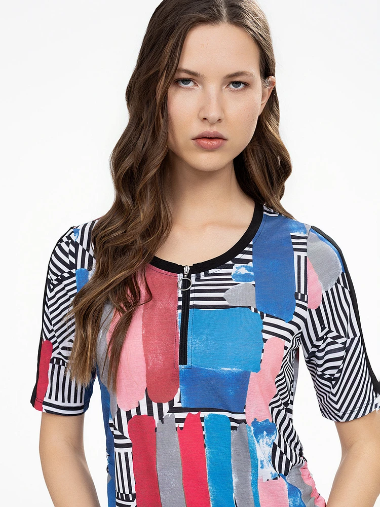 3/4-sleeve semi-fitted t-shirt