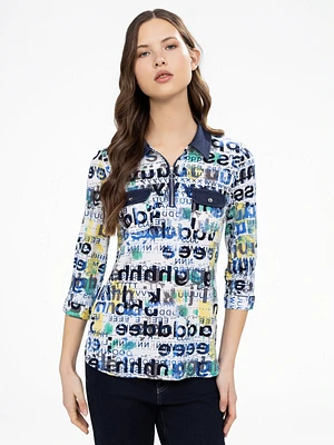 3/4-sleeve semi-fitted t-shirt