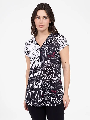 Short-sleeve semi-fitted tunic