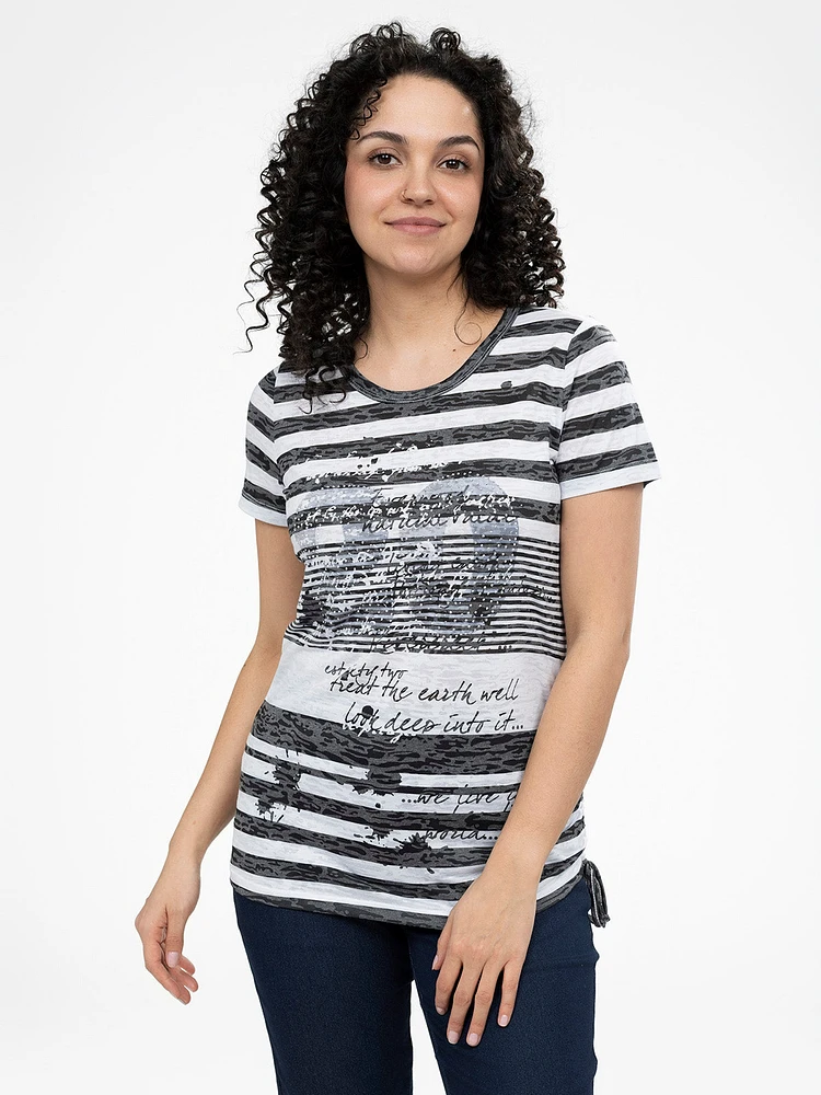 Short-sleeve semi-fitted tunic