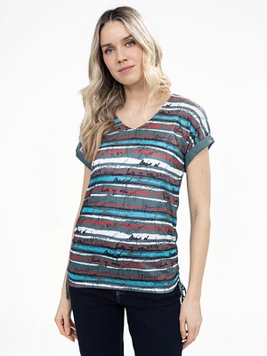 Short-sleeve semi-fitted tunic