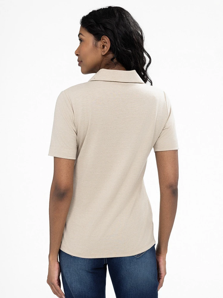 Blouse semi-ajustée à manches courtes avec boutons