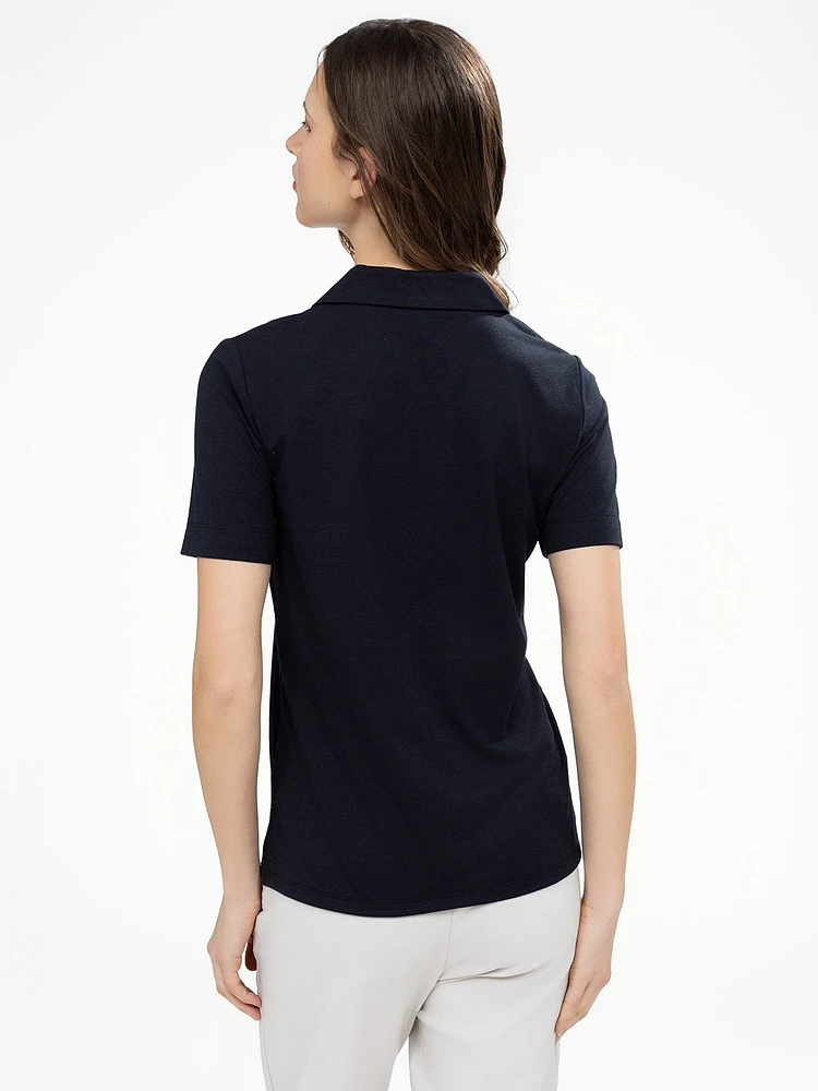 Blouse semi-ajustée à manches courtes avec boutons