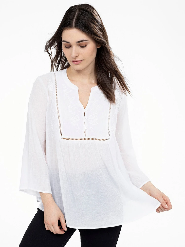 3/4-sleeve loose blouse