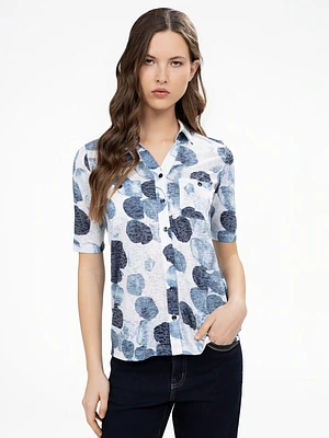 Blouse semi-ajustée à manches 3/4 avec boutons