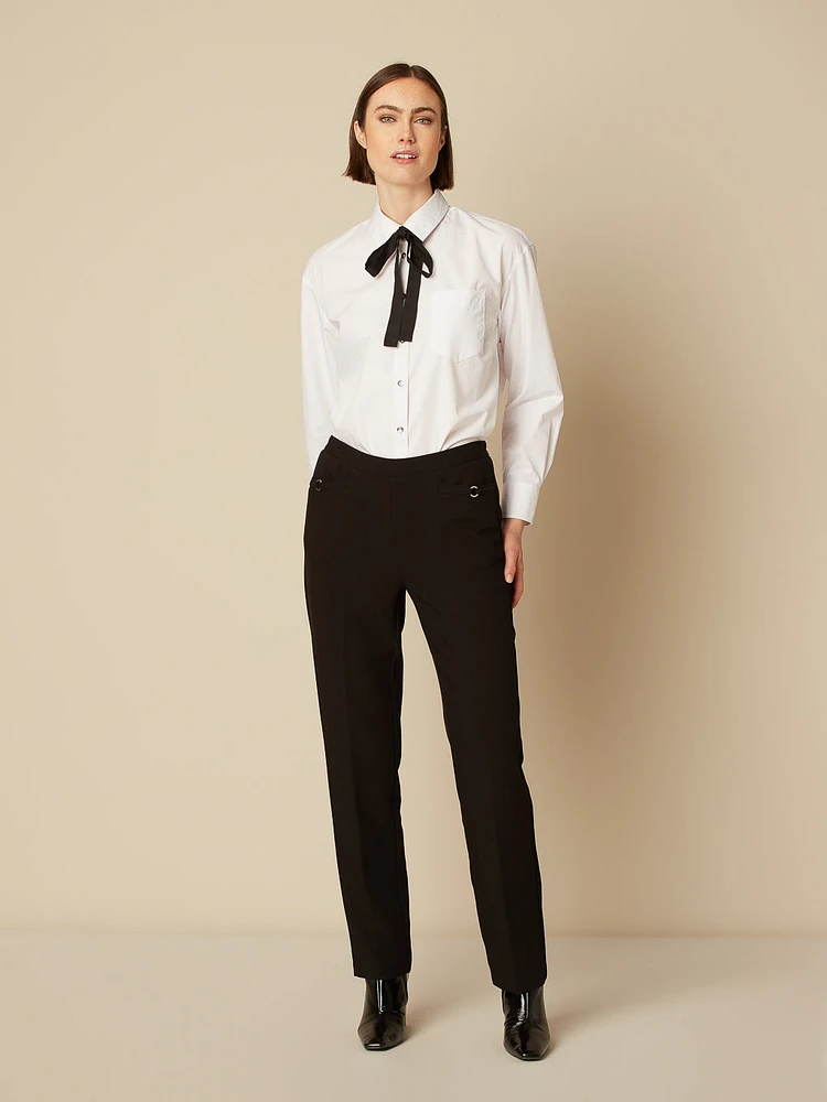 Straight semi-fitted pull-on dress pant - Petite