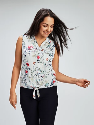 Blouse sans manches semi-ajustée avec boutons