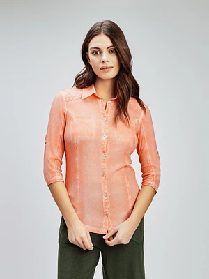 Blouse semi-ajustée à manches 3/4 avec boutons