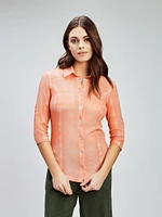 Blouse semi-ajustée à manches 3/4 avec boutons