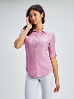 Blouse semi-ajustée à manches 3/4 avec boutons