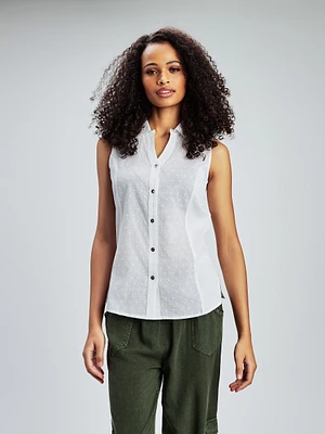 Blouse sans manches ajustée avec boutons