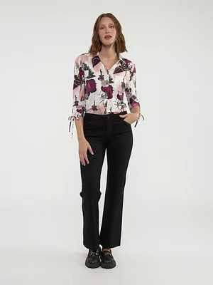 Blouse semi-ajustée à manches 3/4 avec boutons