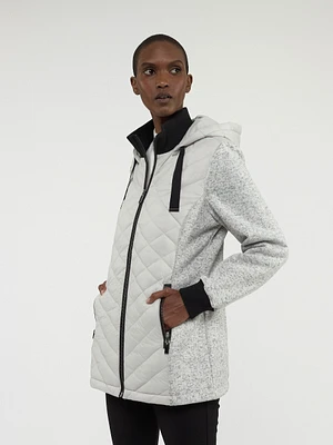 Mid thight semi-fitted soft shell jacket