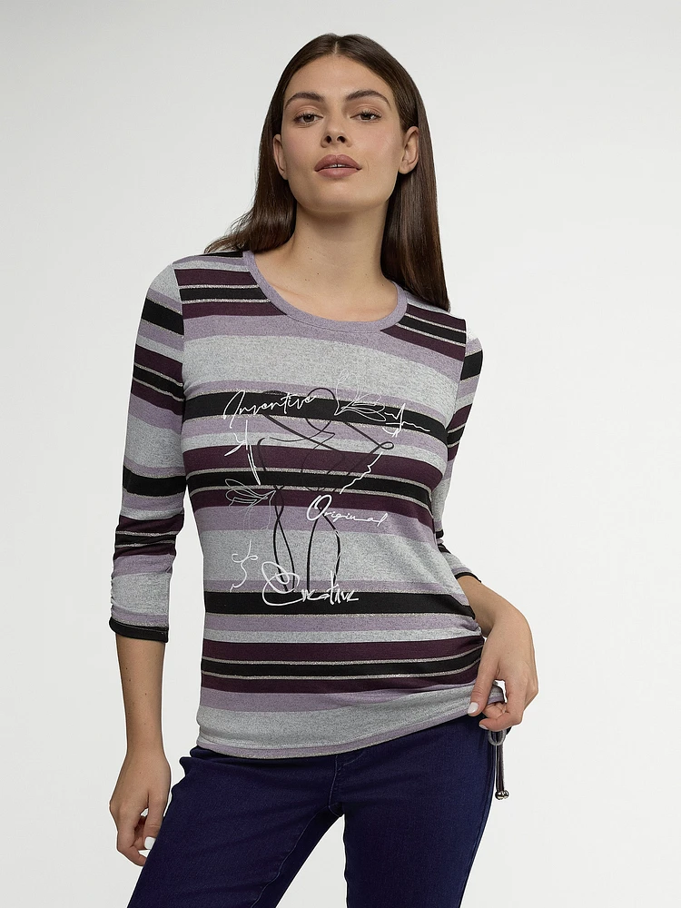 3/4-sleeve semi-fitted t-shirt