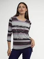 3/4-sleeve semi-fitted t-shirt