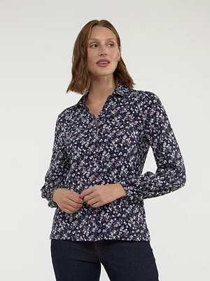 Blouse semi-ajustée à manches 3/4 avec boutons