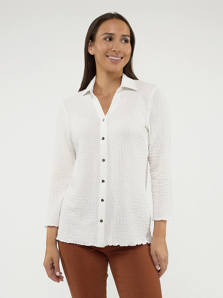 Blouse semi-ajustée à manches 3/4 avec boutons