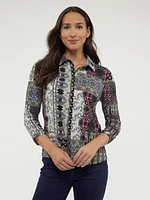 Blouse semi-ajustée à manches 3/4 avec boutons