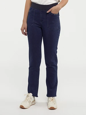 Pantalon droit semi-ajusté en denim à enfiler