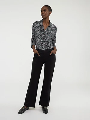 3/4-sleeve semi-fitted blouse with buttons