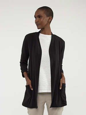 Long-sleeve semi-fitted knit vest