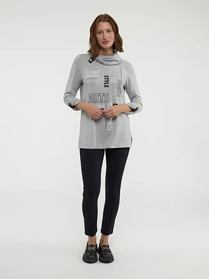 Long-sleeve semi-fitted knit tunic