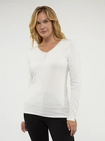 Long-sleeve semi-fitted pullover sweater