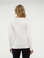 Long-sleeve semi-fitted pullover sweater