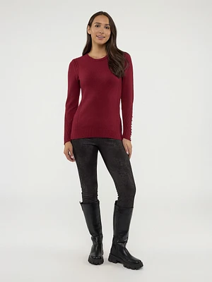 Long-sleeve semi-fitted pullover sweater