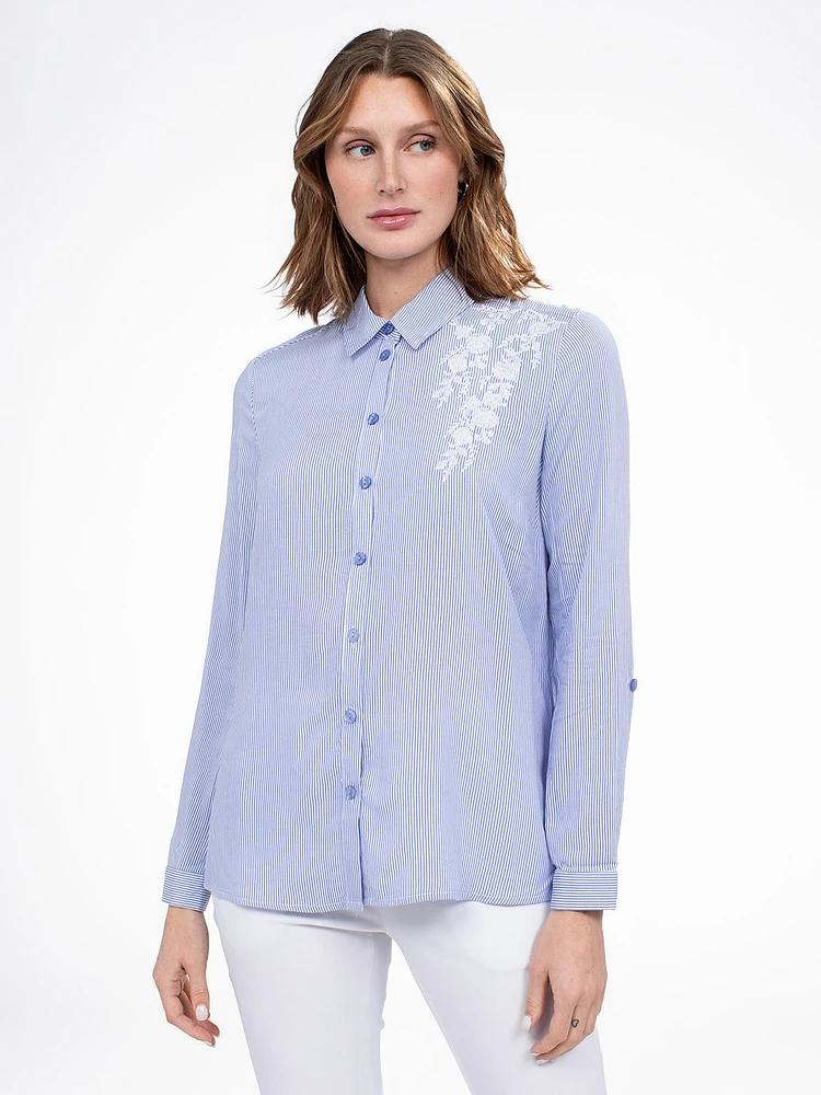 Blouse semi-ajustée à manches longues avec boutons