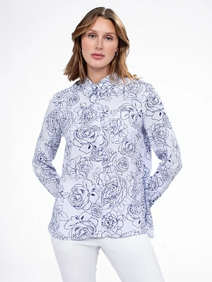 Blouse semi-ajustée à manches longues avec boutons