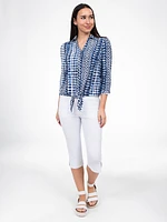 Blouse semi-ajustée à manches 3/4 avec boutons