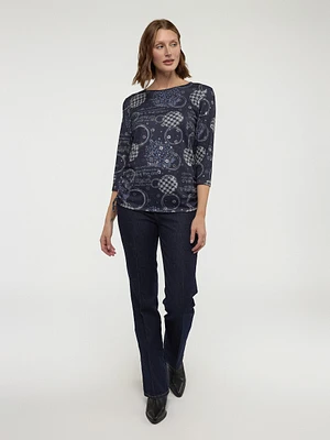 3/4-sleeve semi-fitted t-shirt