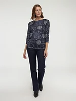 3/4-sleeve semi-fitted t-shirt