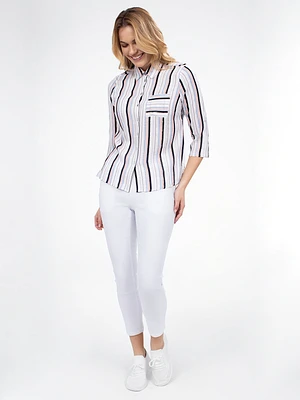 Blouse semi-ajustée à manches 3/4 avec boutons