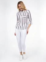 Blouse semi-ajustée à manches 3/4 avec boutons