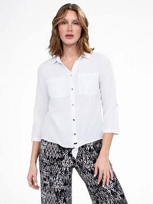 Blouse semi-ajustée à manches 3/4 avec boutons