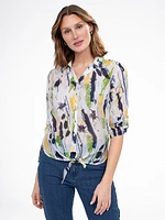 Blouse semi-ajustée à manches 3/4 avec boutons