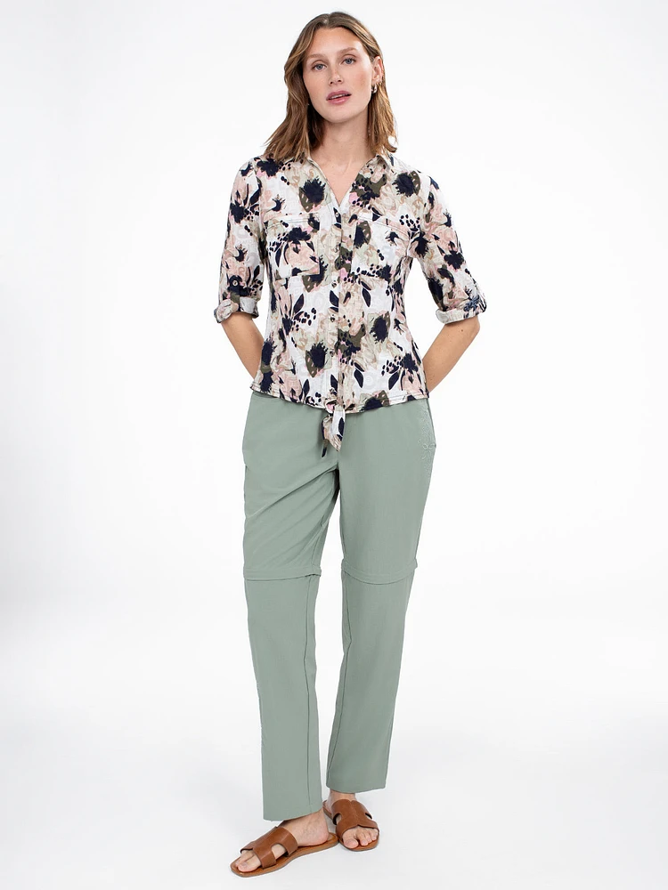 Blouse semi-ajustée à manches 3/4 avec boutons