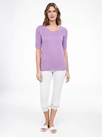 Short-sleeve semi-fitted pullover sweater